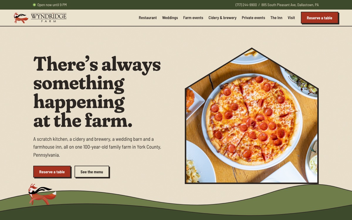Wyndridge Farm homepage on a laptop